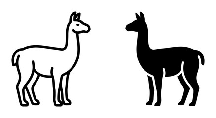 Llama Icon Set, Minimalist Alpaca Vector Graphics, South American Camelid Silhouette Collection, Clean Outline and Solid Black Animal Symbols © Zayd