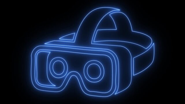 Neon glowing virtual reality headset icon animation for futuristic tech projects de