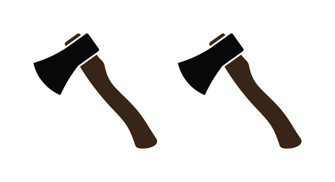 Two hand axes are depicted as silhouettes against a white background