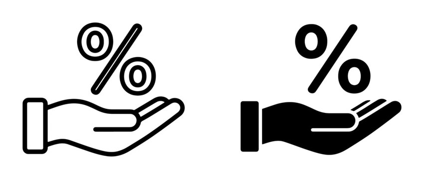 Percentage Icon on Hand, Discount Offer, Sale Promotion, Financial Deal, Business Growth, Marketing Concept, Vector Graphic