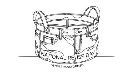 Obraz premium Denim Jeans Transformed into Basket for Reuse Day, Isolated