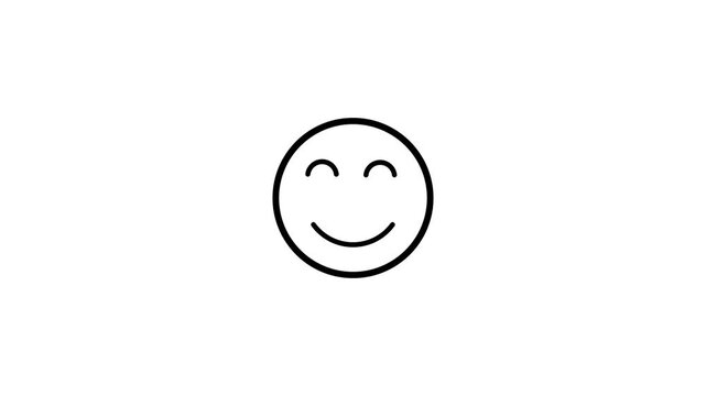 Minimalist Black Line Happy Smiley Face Emoji Icon Isolated on White Background