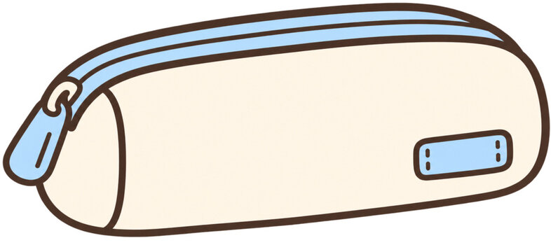 Cute pastel blue pencil case flat vector illustration