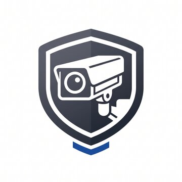 Security Camera Shield Logo Vector Icon