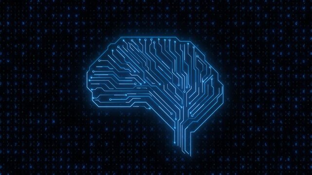 This digital circuit brain advanced artificial intelligence, neural computing and machine learning, innovation videos, automation themes, futuristic presentations, smart tech branding research visuals