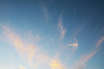 Obraz premium Summer blue sky cloud gradient light white background. Beauty clear cloudy in sunshine calm bright winter air bacground. Gloomy vivid cyan landscape in environment day horizon skyline view spring wind