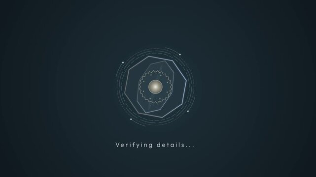 Futuristic account activation interface with digital verification process displaying your account is ready with glowing green checkmark and cryptographic handshake data in motion graphics