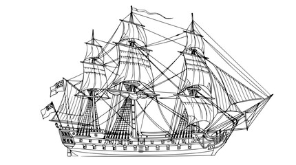 Antique Sailing Ship Illustration Isolated © Ellaut