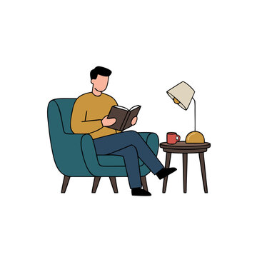 Relaxing Home Leisure and Mindful Reading Concept