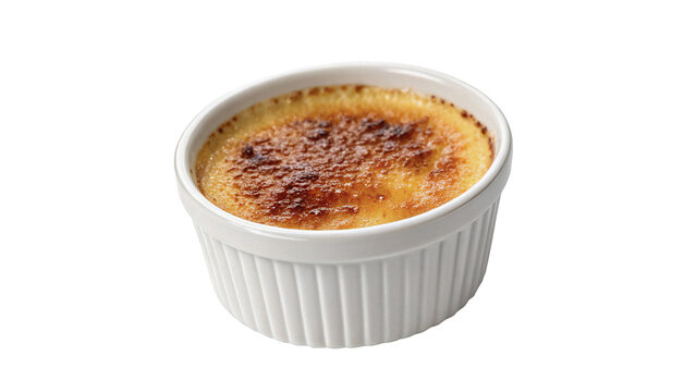 Delicious classic creme caramel custard pudding flan dessert isolated on transparent background.