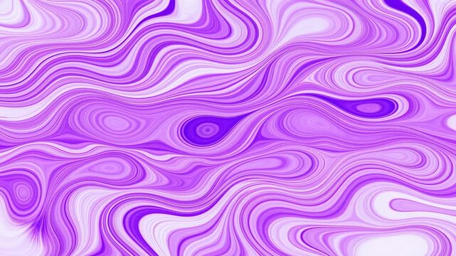 Purple and lavender marbled waves slowly flow and reshape across a pale background, forming layered organic contours, looping bands, and smooth liquid-like ripples in full-frame abstract motion
