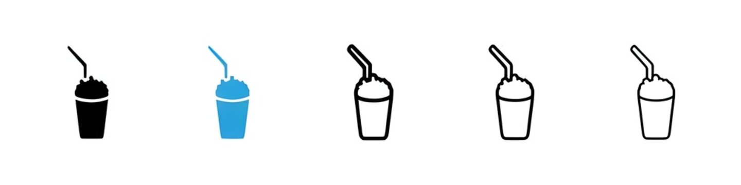 Milkshake icon collection set. Thin line customizable illustration. Contour symbol. Vector isolated outline drawing. Editable stroke