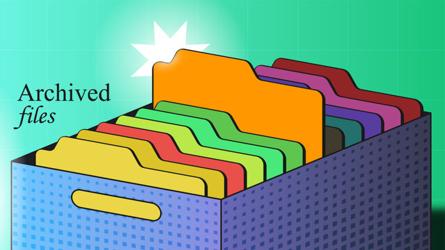 Archived files vector background. Document, files, folder that stored on the box. Vector background design with outline art and gradient color background.
