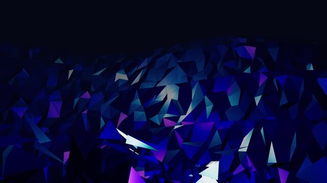 Abstract Geometric Polygon Motion Background with Dark Blue Crystal Waves Loop