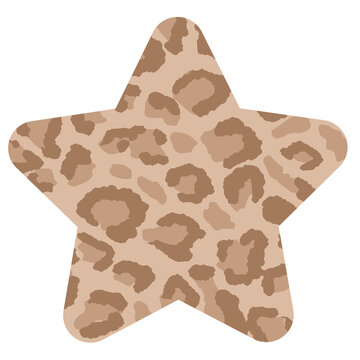 Hand drawn leopard star shape for tattoo, fabric, shirt print, decorations, sticker, brooch, pin, pimple patch, sign, symbol, February , girl power, fashion, accessory, icon, textile, garment, package