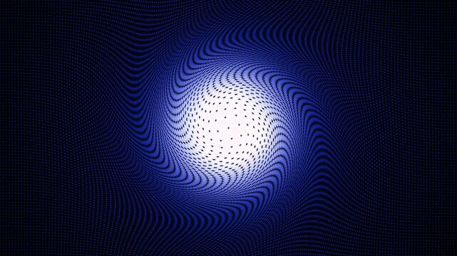 Abstract halftone dot pattern background animation moving in blue light swirl loop