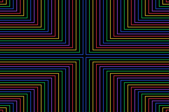 Colorful nested line pattern on black background