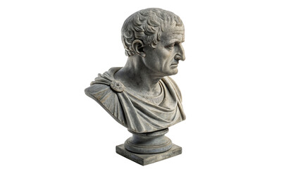 Fototapeta premium Ancient classical Greek philosopher stone marble bust statue isolated on transparent background.