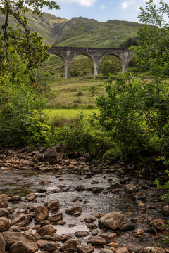Glenfinnan Viaduct, a railway bridge at the West Highland Line in Glenfinnan in the Highlands of Scotland.