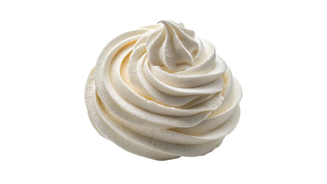 Swirl of sweet white meringue confectionery on transparent background