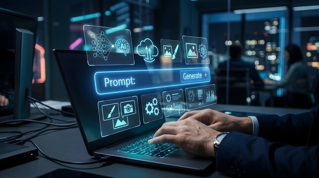 Artificial Intelligence Digital Interface with Prompt and Generate Controls
