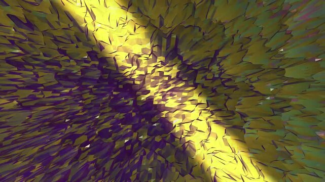 Abstract low poly background with animated polygonal texture and dynamic light loop