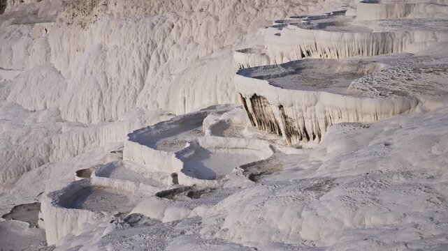 Pamukkale travertines pools and terraces of carbonate minerals at ancient Hierapolis, Turkey 