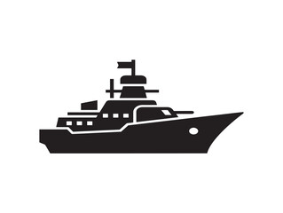 Fototapeta premium Modern naval warship silhouette icon for maritime and defense industry branding