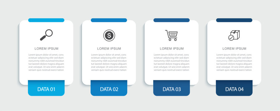 Infographic banner template with 4 options steps process for business presentation.