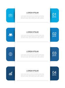 Infographic vertical banner template with 4 steps process diagram for business presentation.