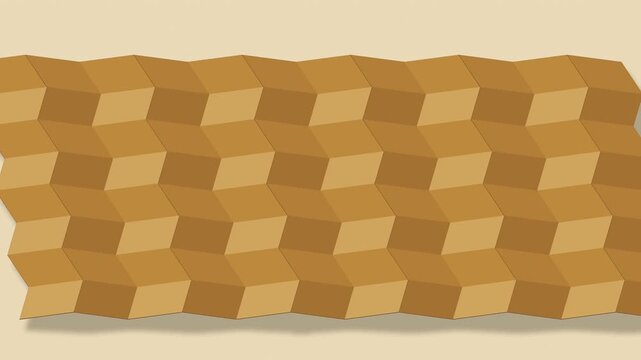 Miura inspired folding surface in ochre and clay, seamless loop
