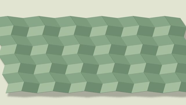 Miura inspired folding surface in sage green and linen, seamless loop