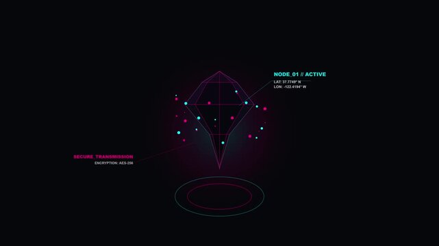 geometric diamond with teal pink dots san francisco coordinates