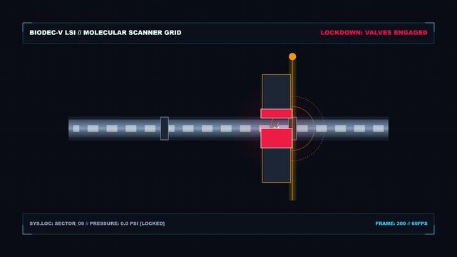 Scanning active pipe showing red segment under orange beam