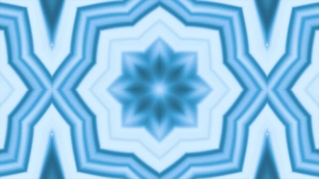 Abstract blue kaleidoscope pattern with symmetrical star shapes