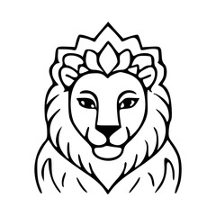 Fototapeta premium Minimalist line art lion head illustration with clean white background for branding and logo design