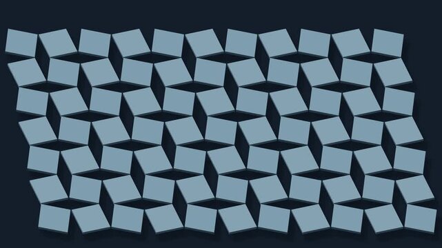 Rotating square auxetic inspired lattice in titanium and ice blue, seamless loop