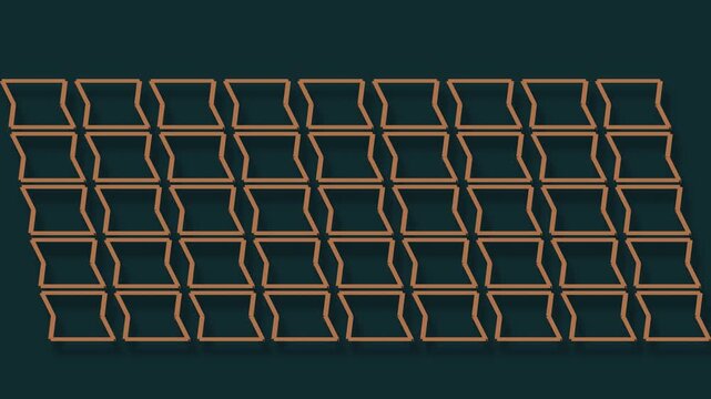 Reentrant cellular lattice deformation in petrol blue and copper, seamless loop