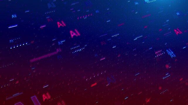 Futuristic AI typography floats across a vivid digital landscape with neon particles and fast data accents. agentic AI, language models, intelligent software, innovation, research, creative tech.