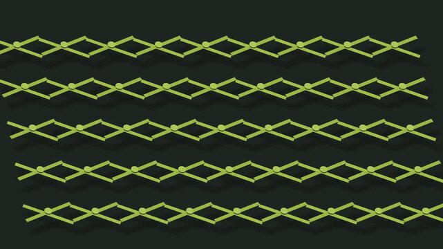 Expanding pantograph linkage array in graphite and lime, seamless loop