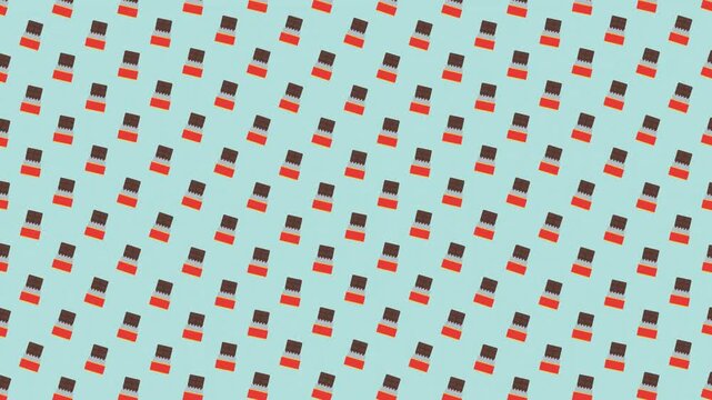 Seamless Pattern of Chocolate Bars on a Light Blue Background.