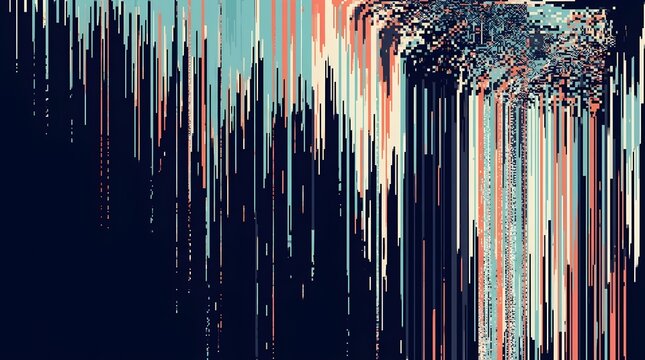 Abstract Glitch Art Background with Vertical Pixel Sorting and Digital Distortion Effect