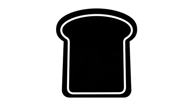 Black bread slice icon isolated on a transparent background for food design and menu graphics