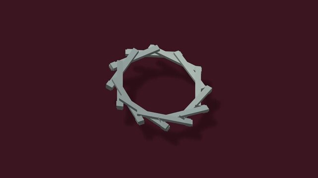 Reciprocal beam ring roof sculpture in oxblood and nickel, seamless loop
