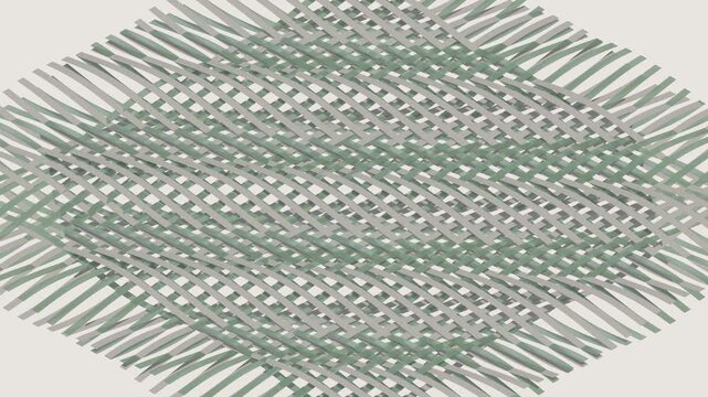 Abstract geometric animation with moving green lattice weave pattern background