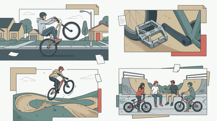 Obraz premium Urban Freeride and Mountain Biking Lifestyle Illustration