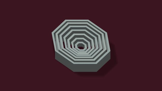 Telescopic octagonal sleeve sculpture in oxblood and nickel, seamless loop