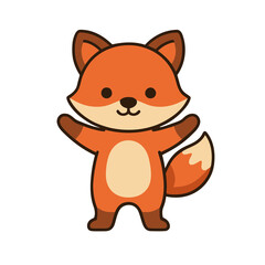 Fototapeta premium Cute cartoon fox waving
