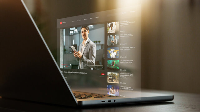 Engagement in social media chats and calls on a laptop screen displaying a business talk
