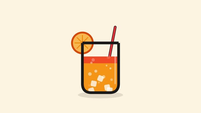 Orange Juice Drink Glass Animation For Summer Beverage Marketing And Refreshment Concept